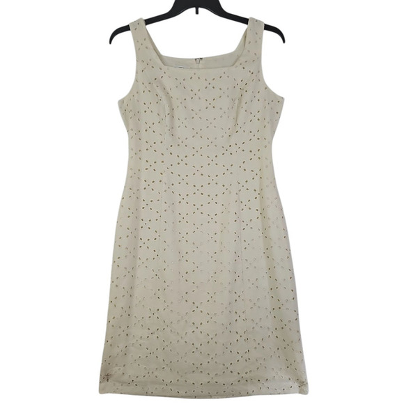 Talbots ~Woman Size 10~ Creme 2 Pc. Set 100% Linen Dress/Blazer Fully Lined. - Picture 12 of 16